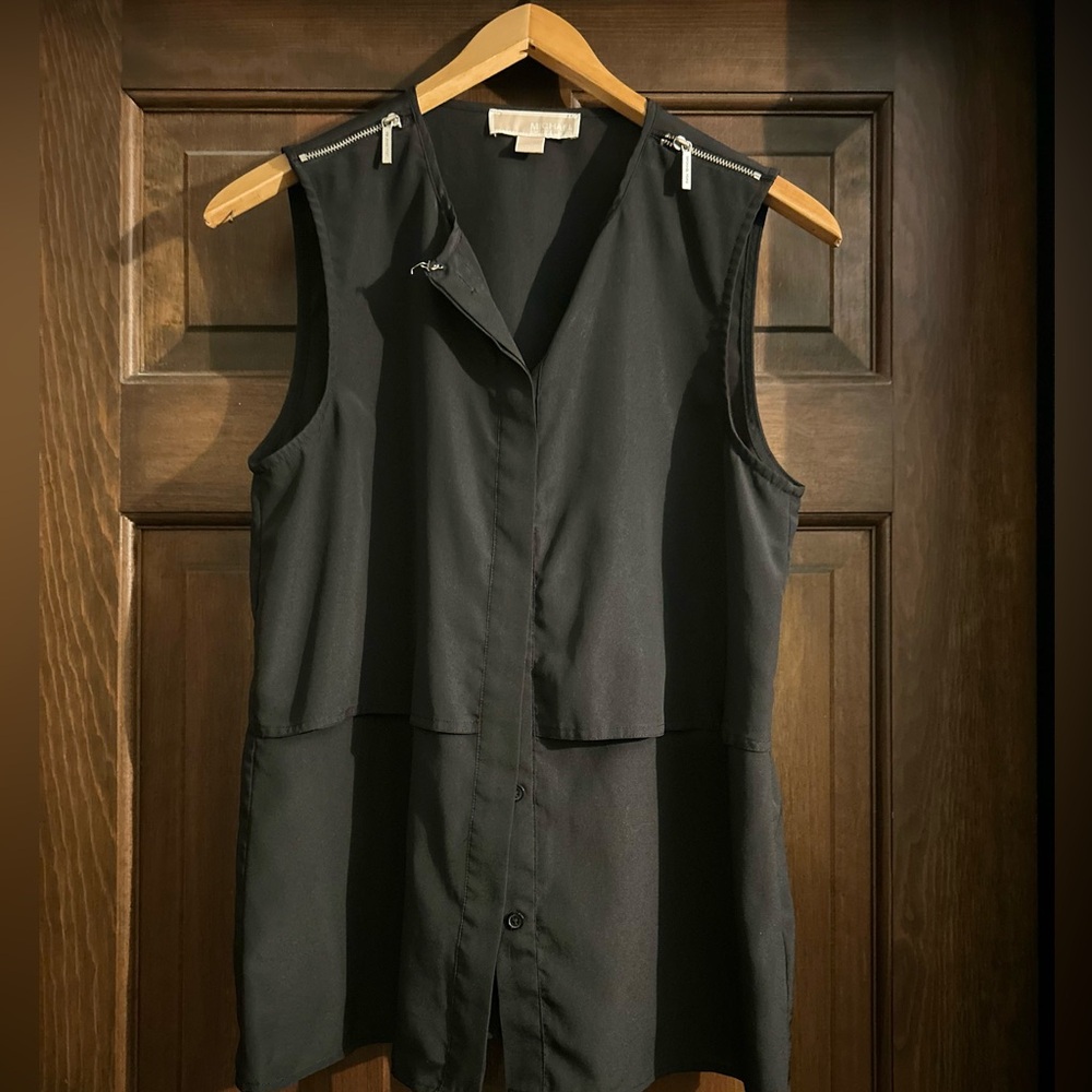 Michael Kors Black Blouse with Zipper Accents